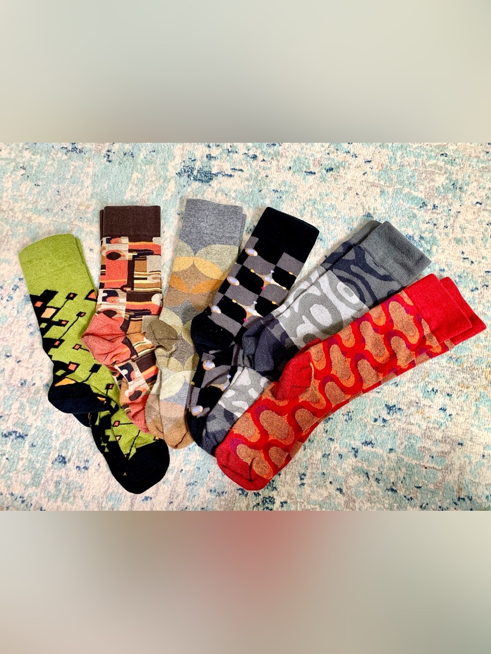 XOAB Deadstock Surplus Yarn Premium Patterned Sock Bundle 6 Pairs
